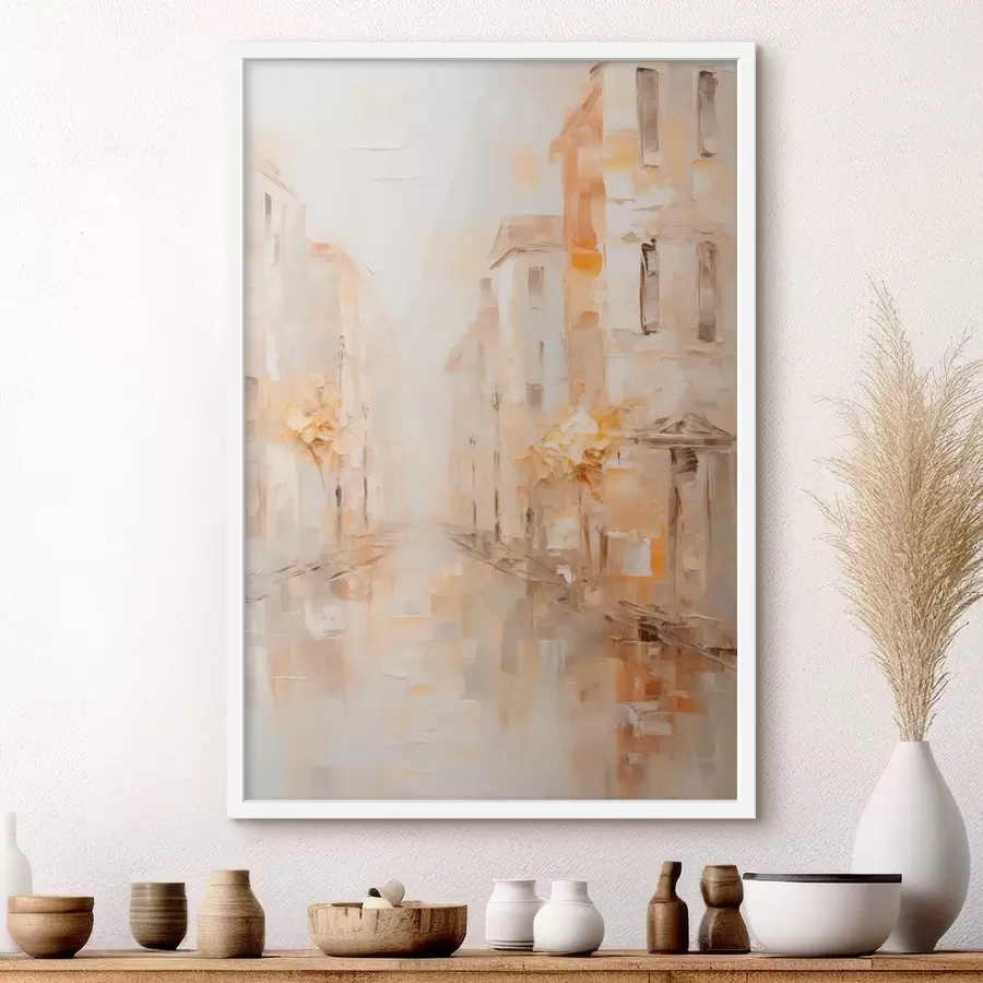 Fotobehang Zachte stadsstraat in warme tinten f47302