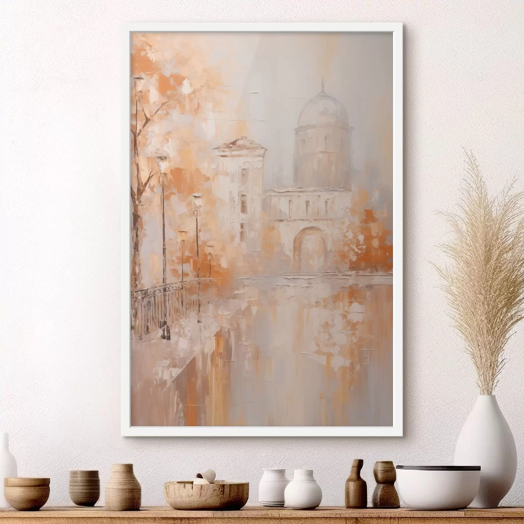 Fotobehang Stadsgezicht met een boog in warme tinten f47303