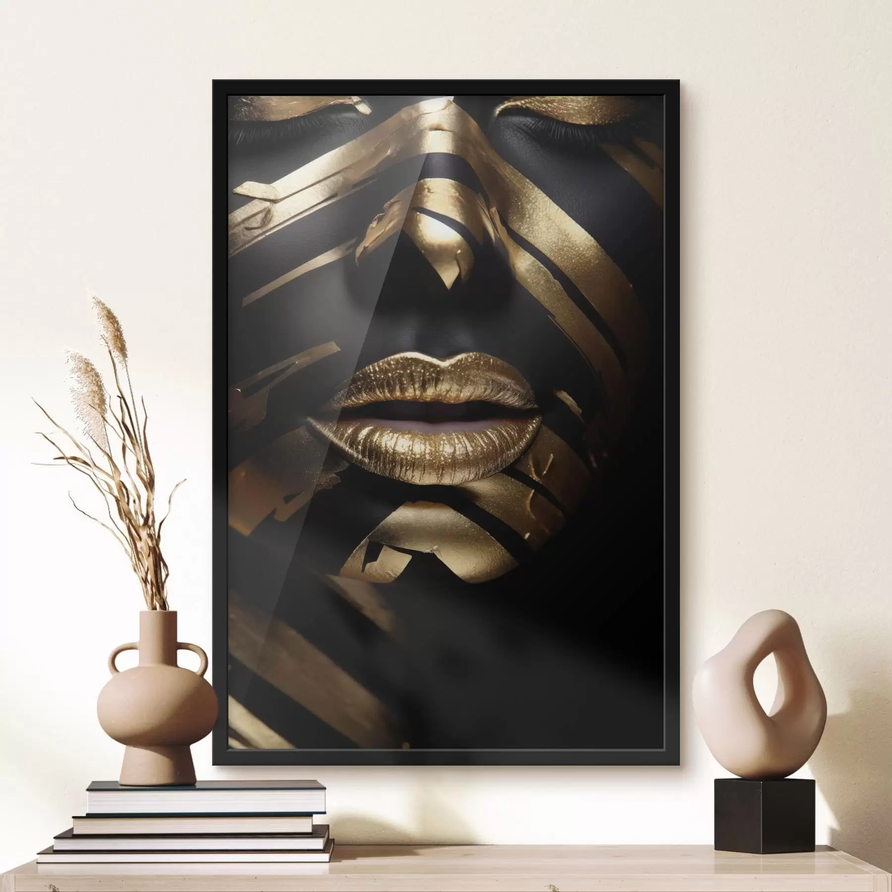 Fotobehang Gezicht met zwart en strepen f47320