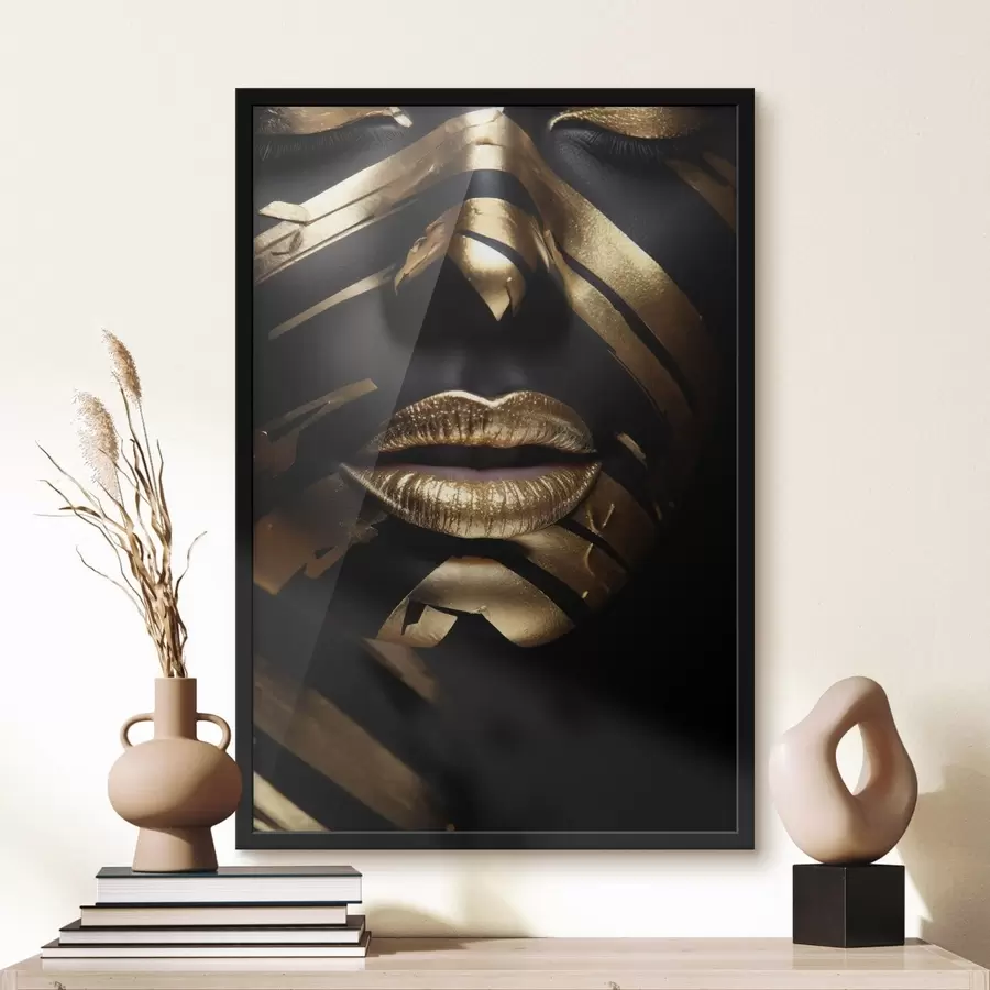 Fotobehang Gezicht met zwart en strepen f47320