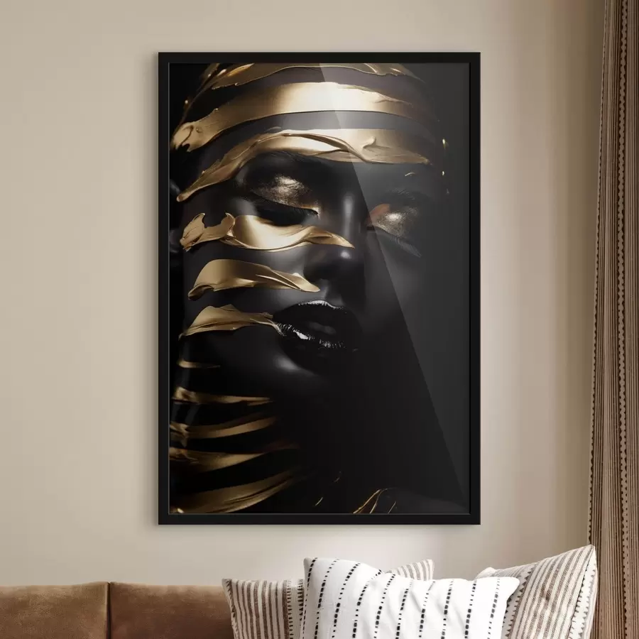 Fotobehang Gezicht met donkere tint en strepen f47321