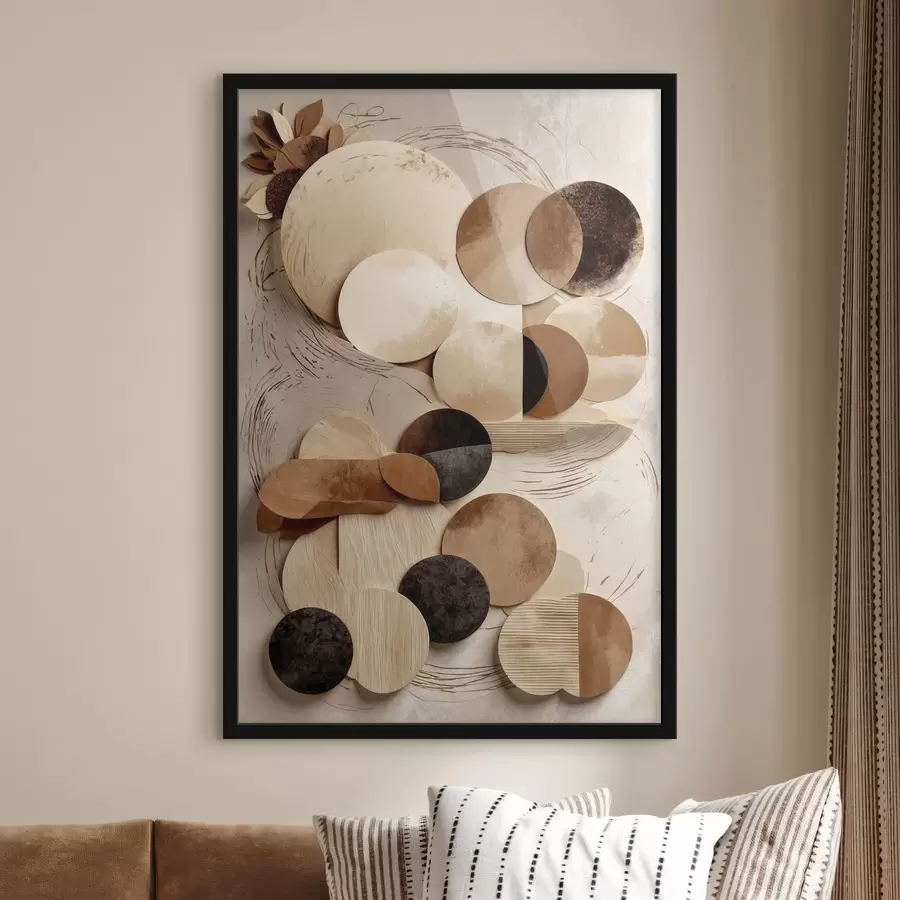 Fotobehang Samenstelling van ronde vormen in warme tinten f47751