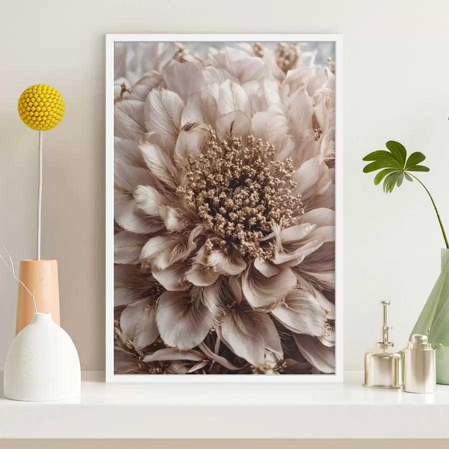 Fotobehang Close-up van een bleke bloem met rijk gestructureerde bloemblaadjes f47769