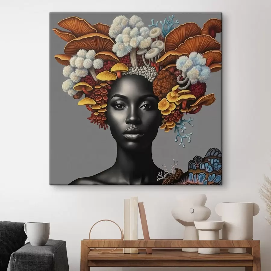  Schilderijen Portret van een vrouw met paddenstoelen s47788