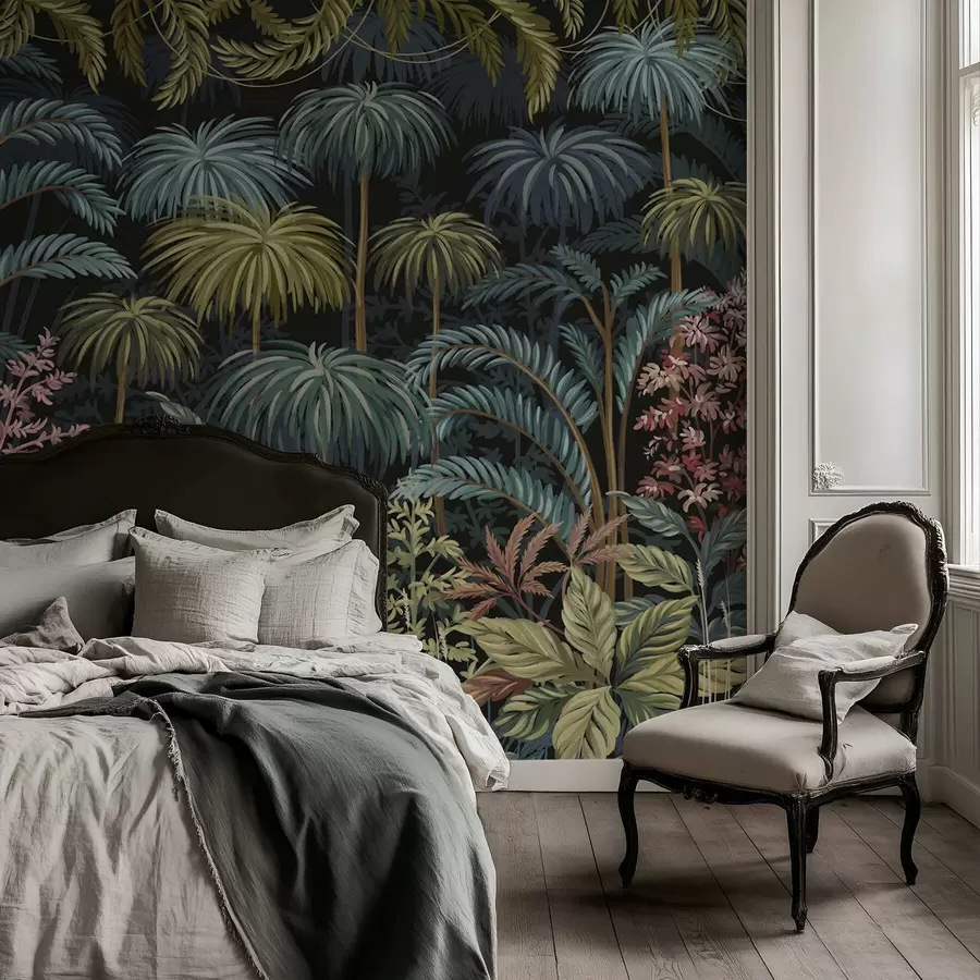 Fotobehang Dicht tropisch gebladerte met grote bladeren w05116