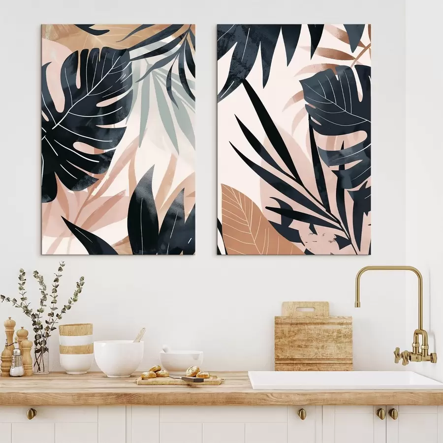  Schilderijen Verscheidenheid aan tropische bladeren m01311