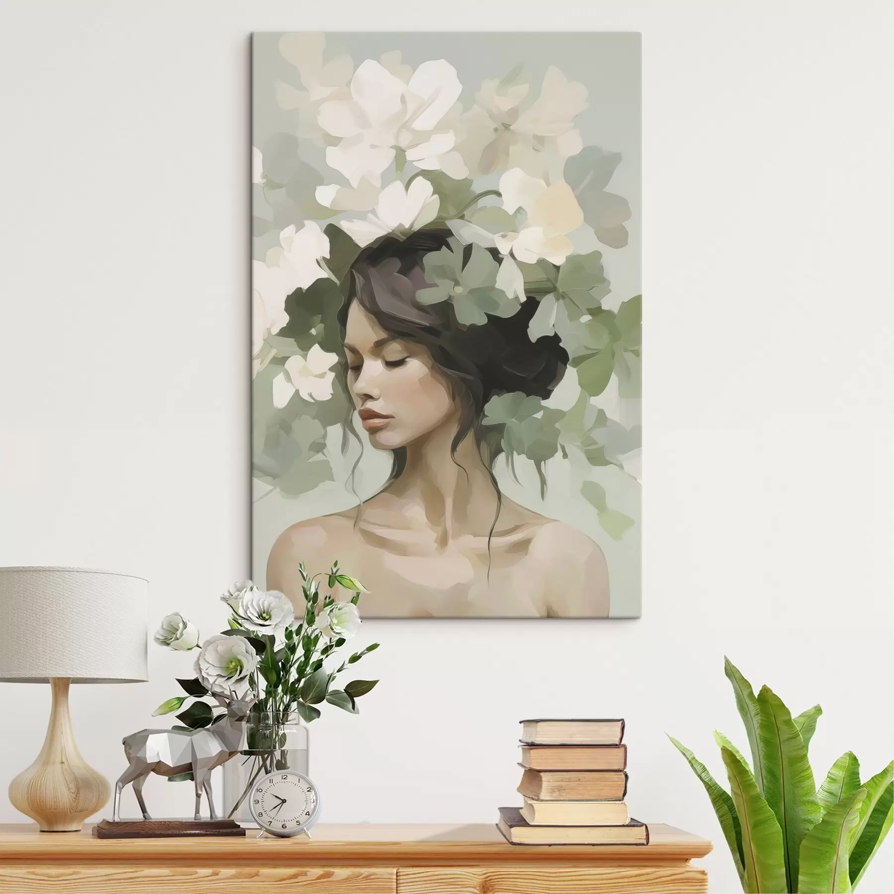 Fotobehang Portret van een meisje met een bloemenkrans s47807