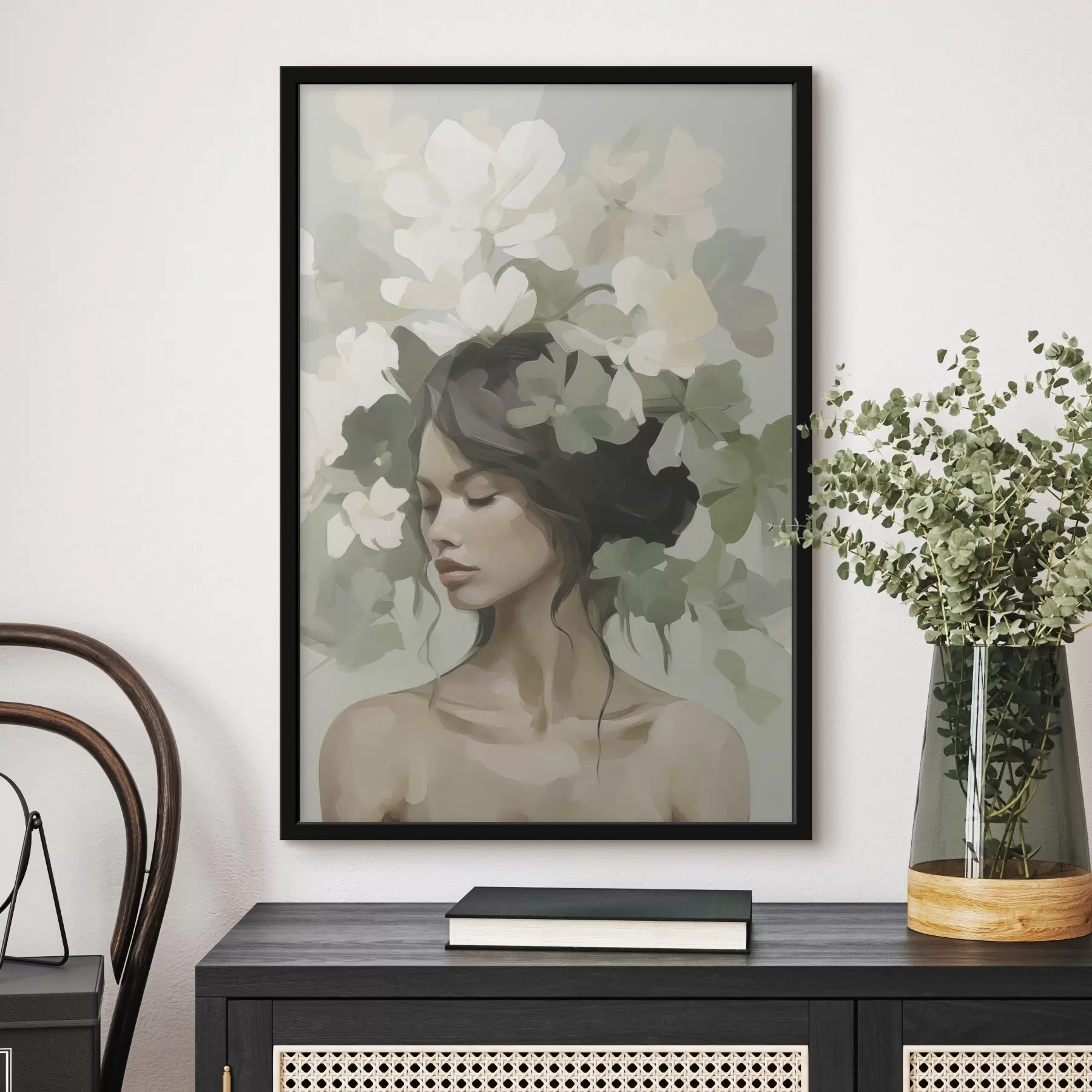 Fotobehang Portret van een meisje met een bloemenkrans f47807