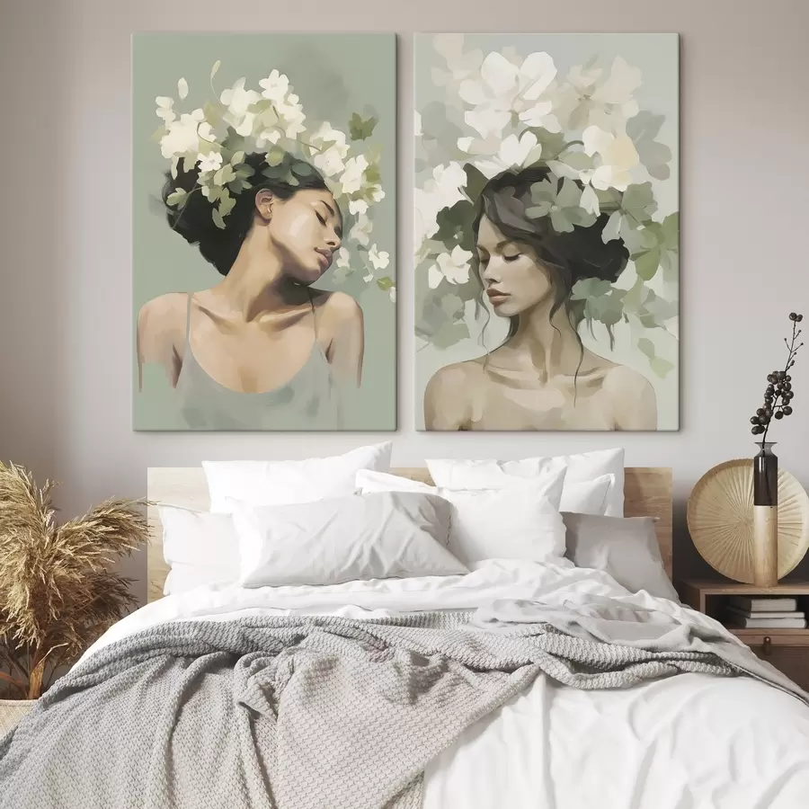  Schilderijen Meisje met een bloemenkrans m30007