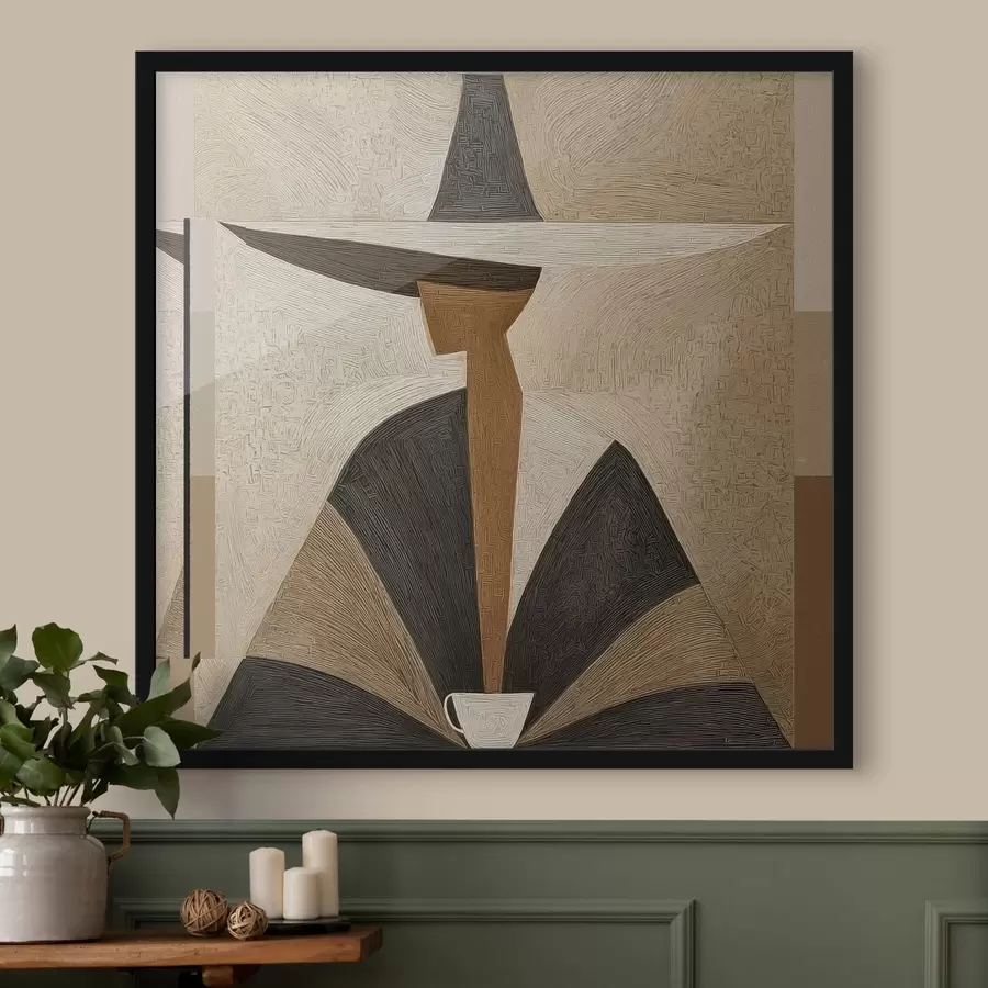 Fotobehang Abstract portret met hoed f47842