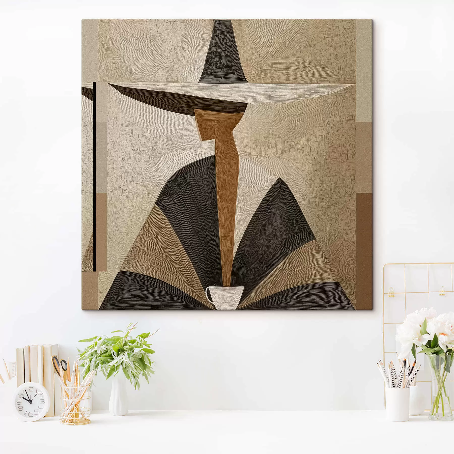 Fotobehang Abstract portrait with a hat s47842
