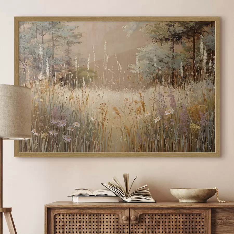 Fotobehang Wilde bloemen op een gazon f47887