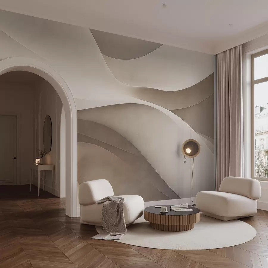 Fotobehang Abstracte muur, golven w09694