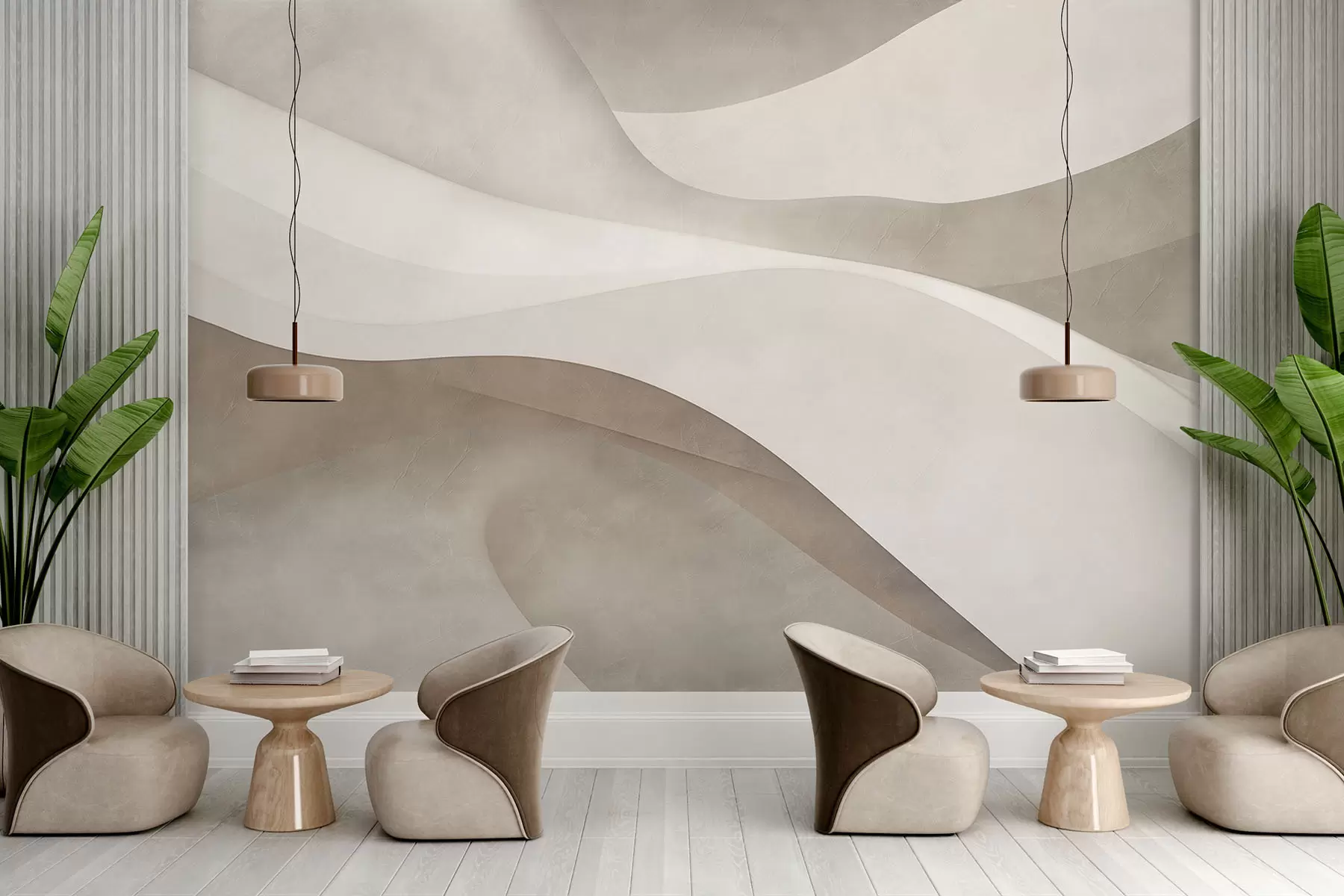 Fotobehang Abstracte muur, golven w09694