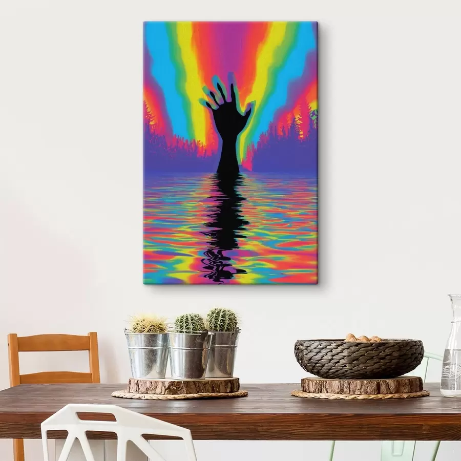  Schilderijen Silhouet van een hand boven water s47903