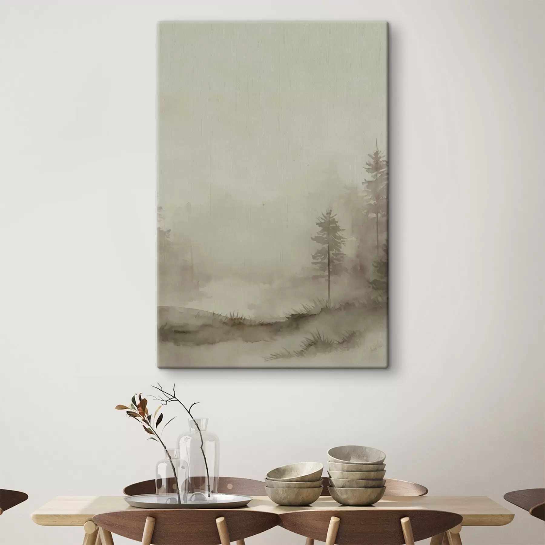  Schilderijen Naaldbos, imitatie aquarel s47997