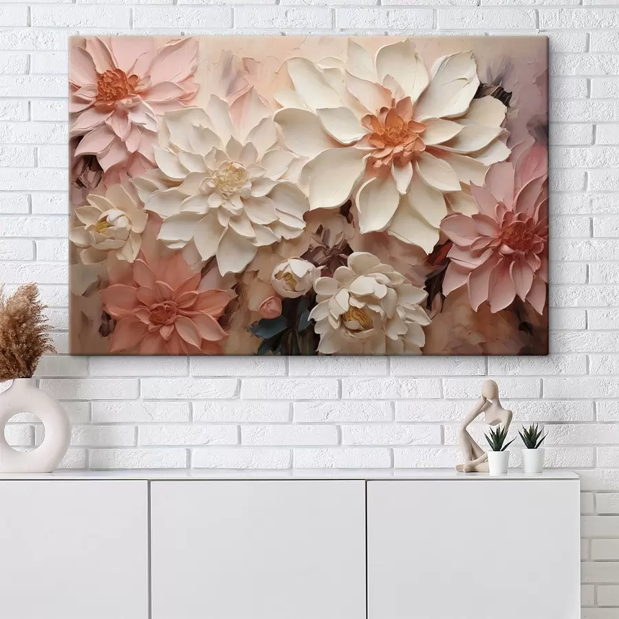  Schilderijen Grote bloemen, imitatie van een olieverfschilderij s48001