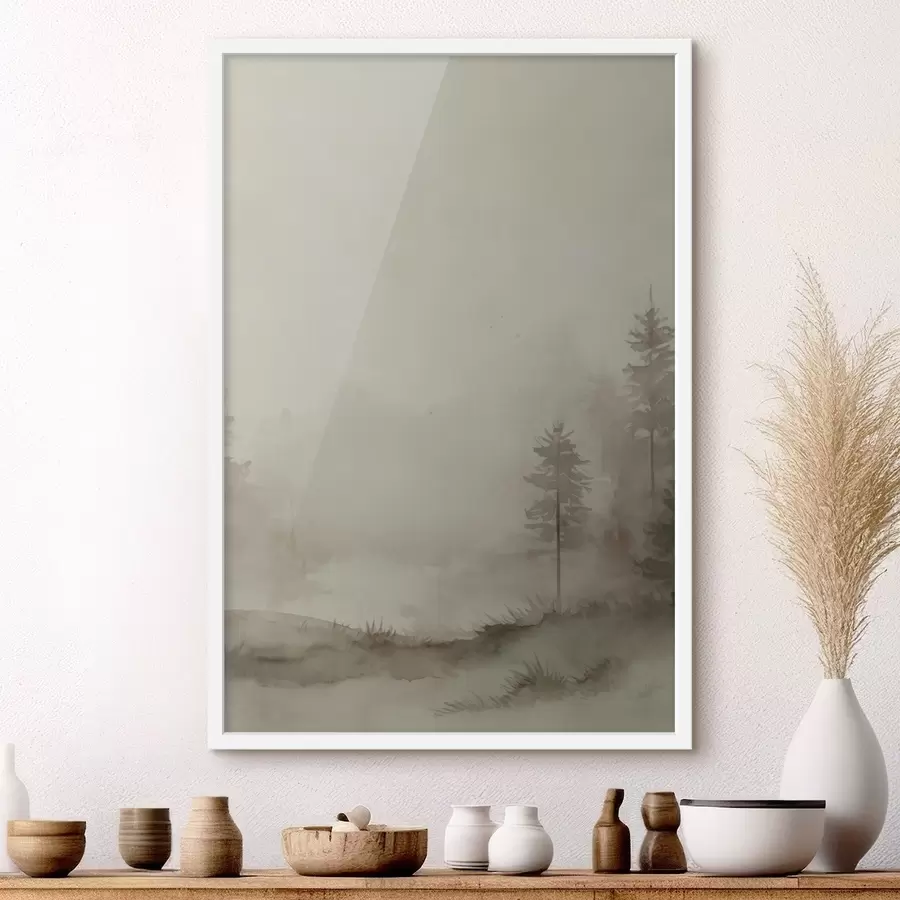 Fotobehang Naaldbos, imitatie aquarel f47997