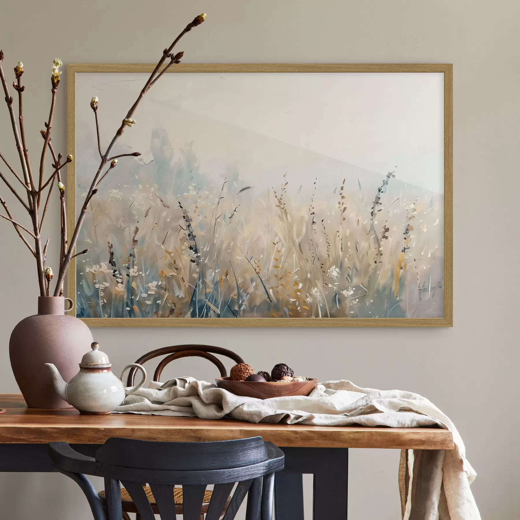 Fotobehang Veldplanten, imitatie-olieverfschilderij f48004