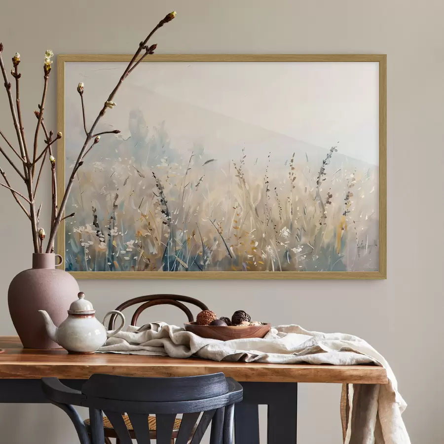 Fotobehang Veldplanten, imitatie-olieverfschilderij f48004