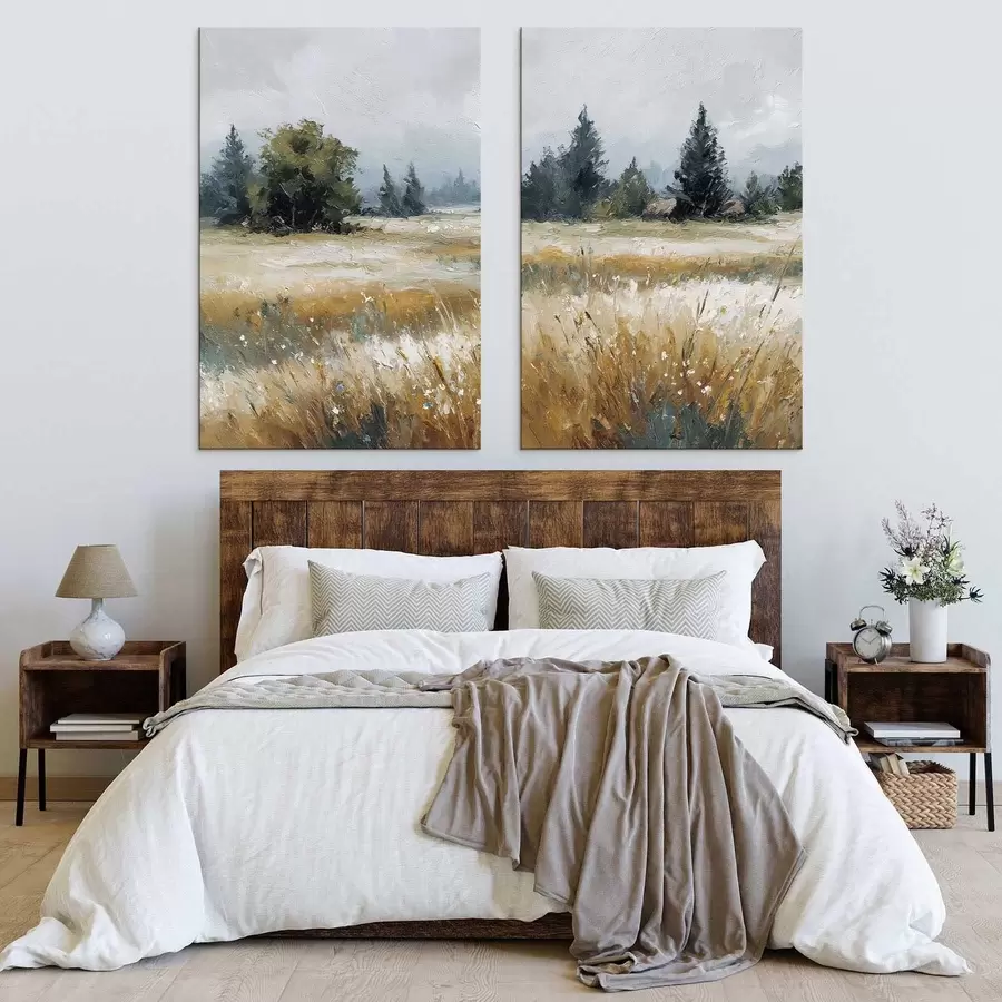 Fotobehang Veldplanten, imitatie-olieverfschilderij m30047