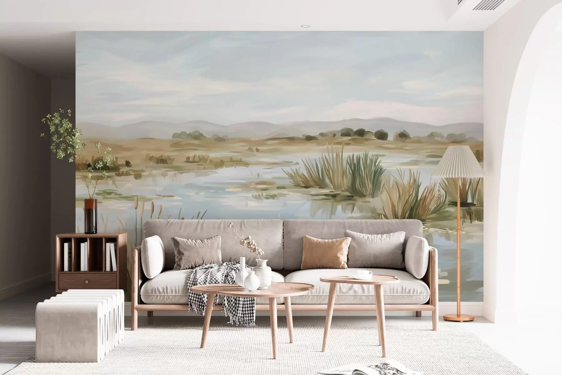 Fotobehang Rustig, vredig meer, schilderachtig landschap w05214