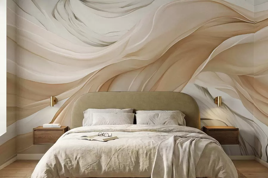 Fotobehang Golvende beige stof w05152