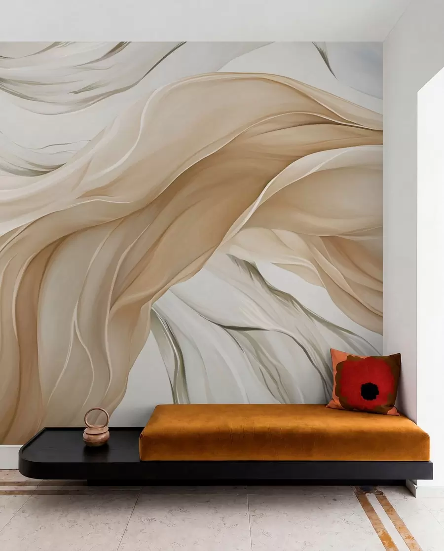 Fotobehang Golvende beige stof w05152