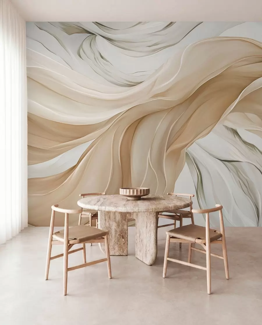 Fotobehang Golvende beige stof w05152
