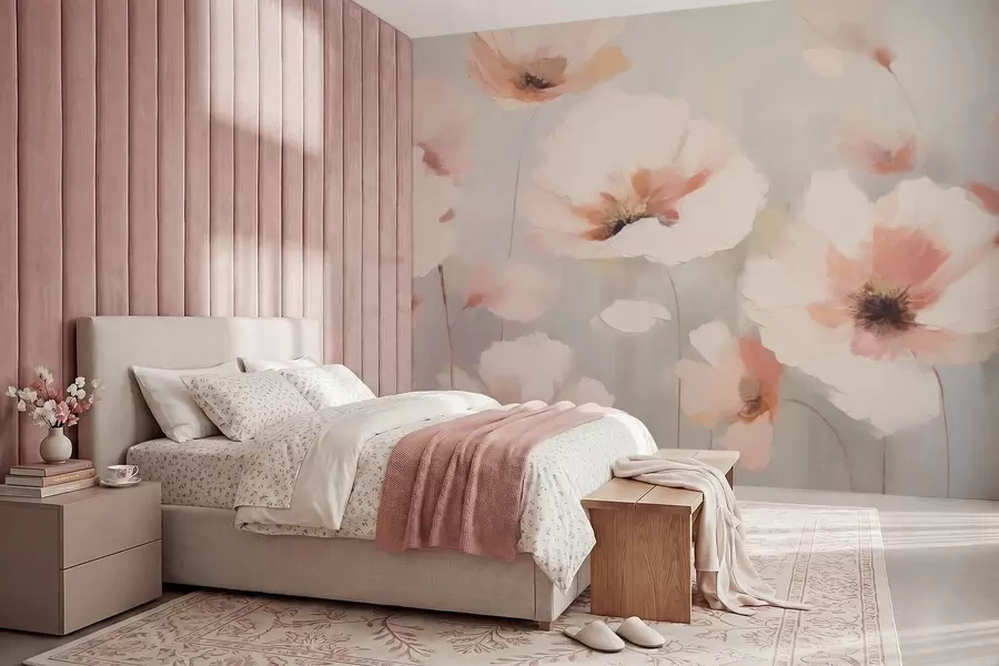 Fotobehang Delicate bloemen in pasteltinten w05222