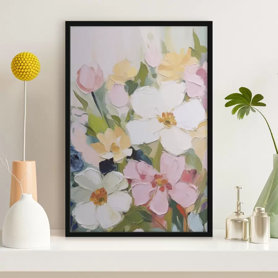 Fotobehang Heldere bloemen imitatie van schilderij f48049