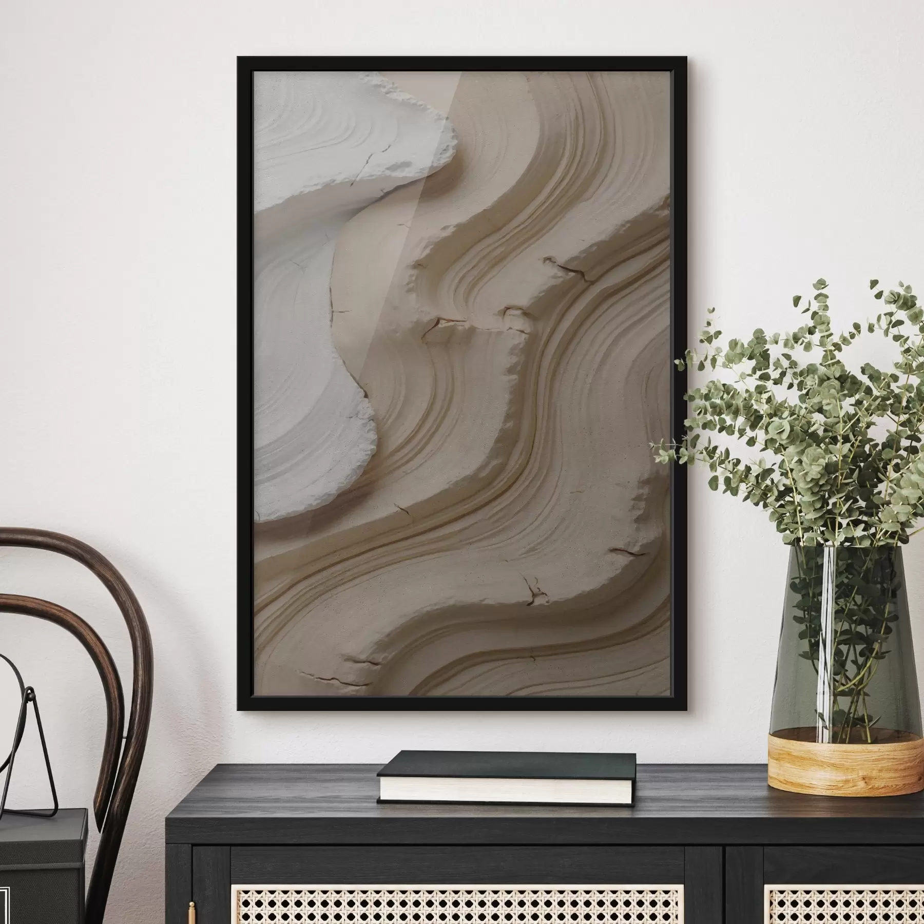 Fotobehang Imitatie van licht en beige lijstwerk f48108