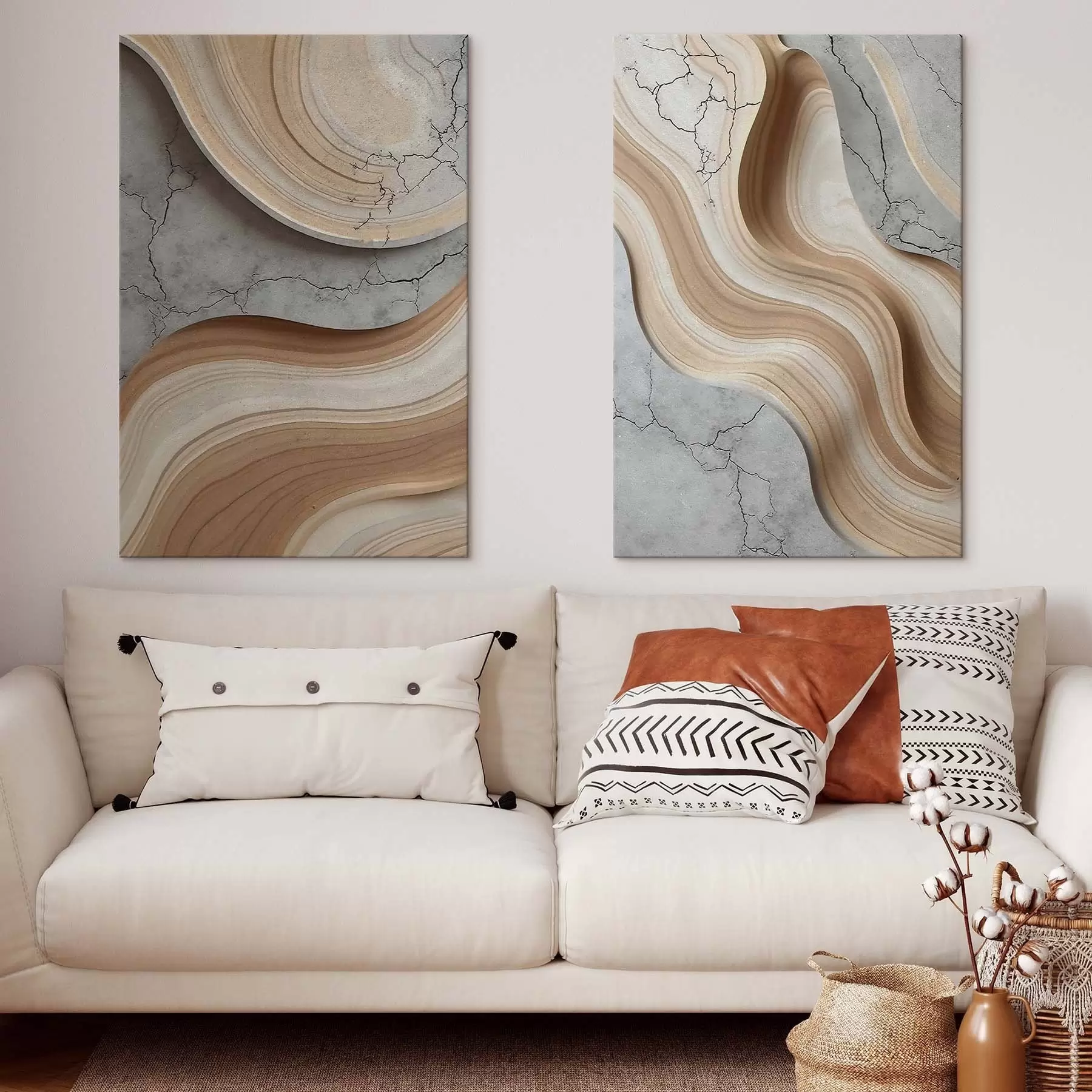  Schilderijen Hout en beton, imitatie m30078