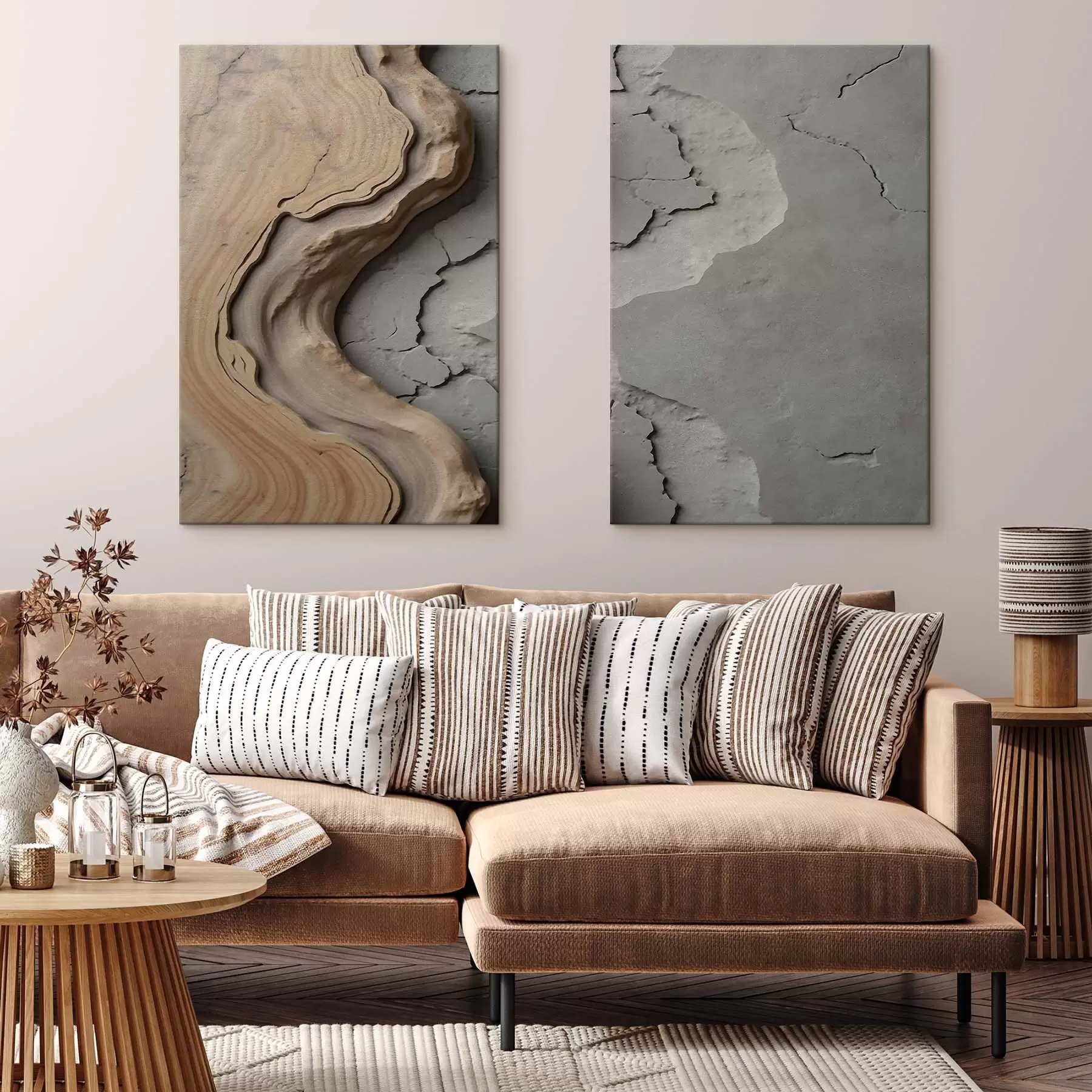  Schilderijen Hout en beton, imitatie m30079