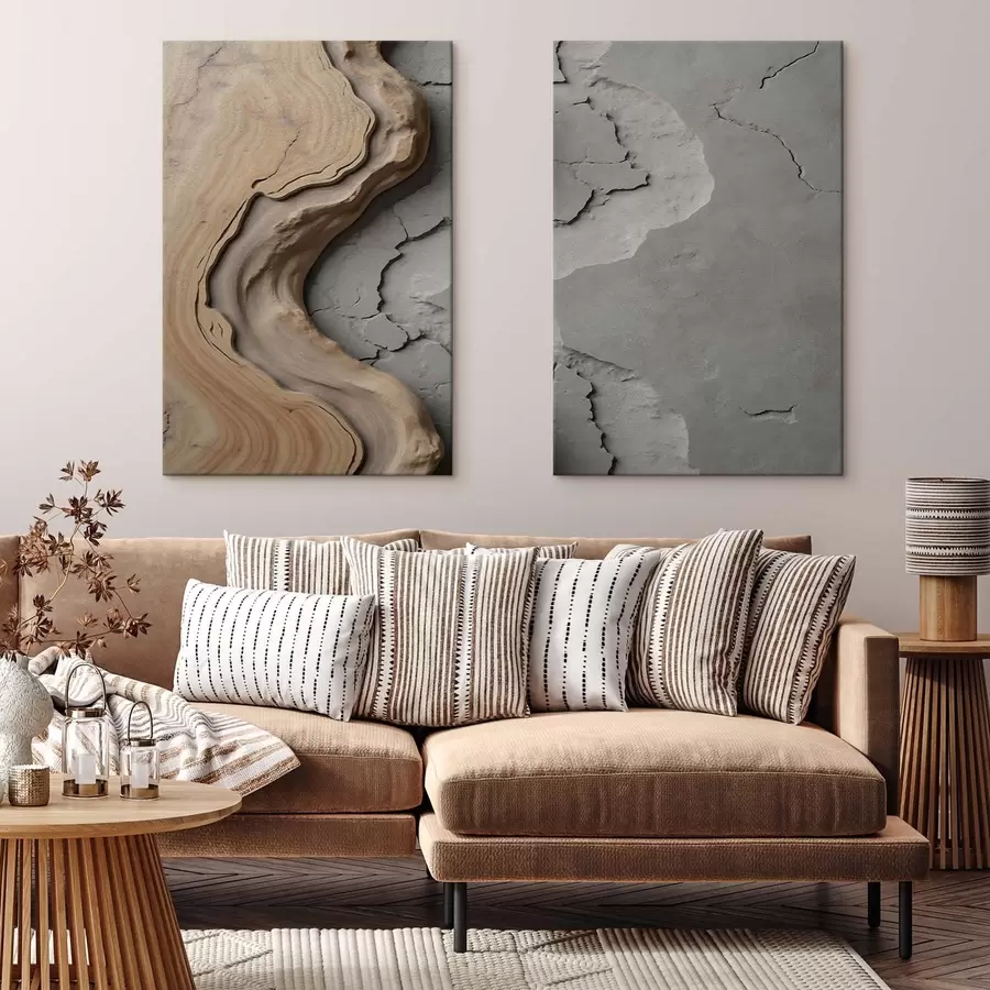  Schilderijen Hout en beton, imitatie m30079