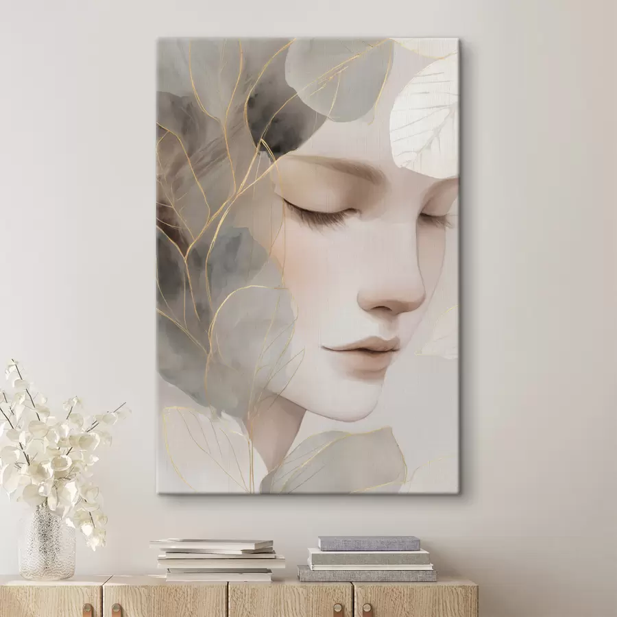  Schilderijen meisje in de bladeren s47937