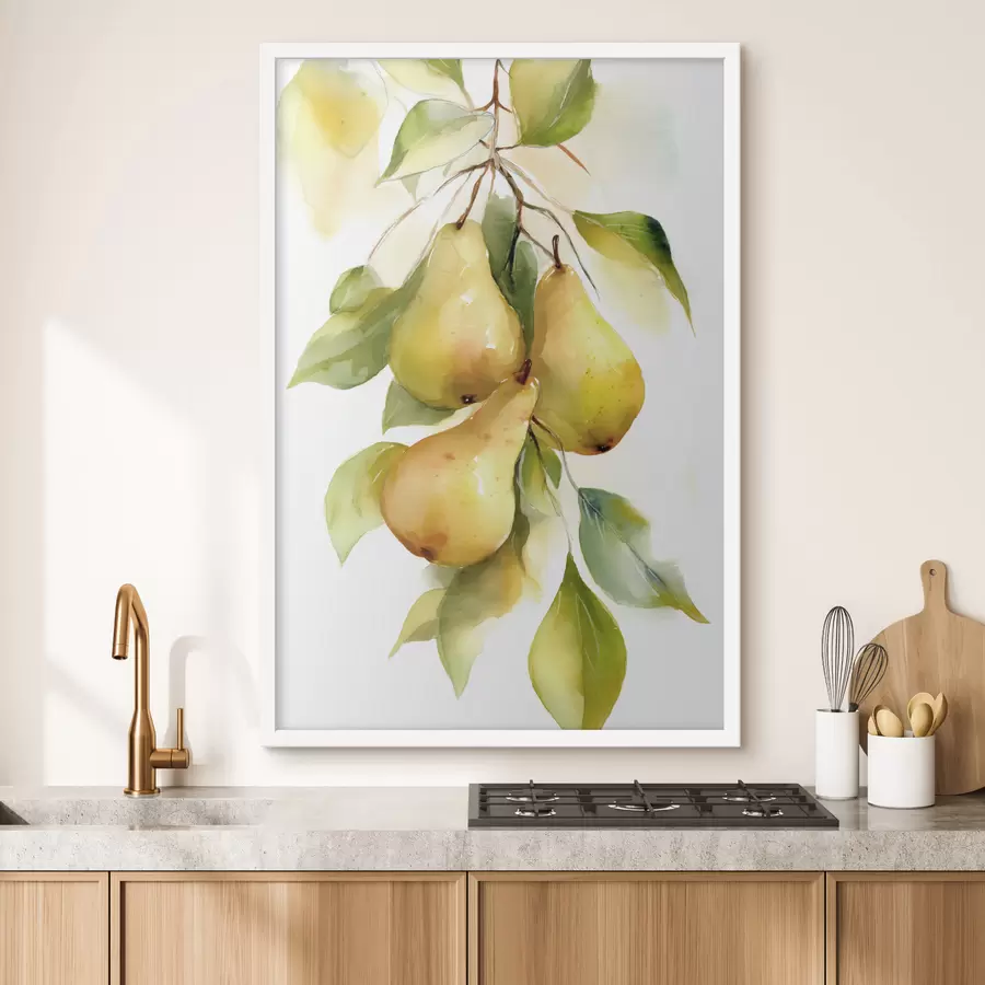 Fotobehang sappige gele peren in aquarelstijl f47932