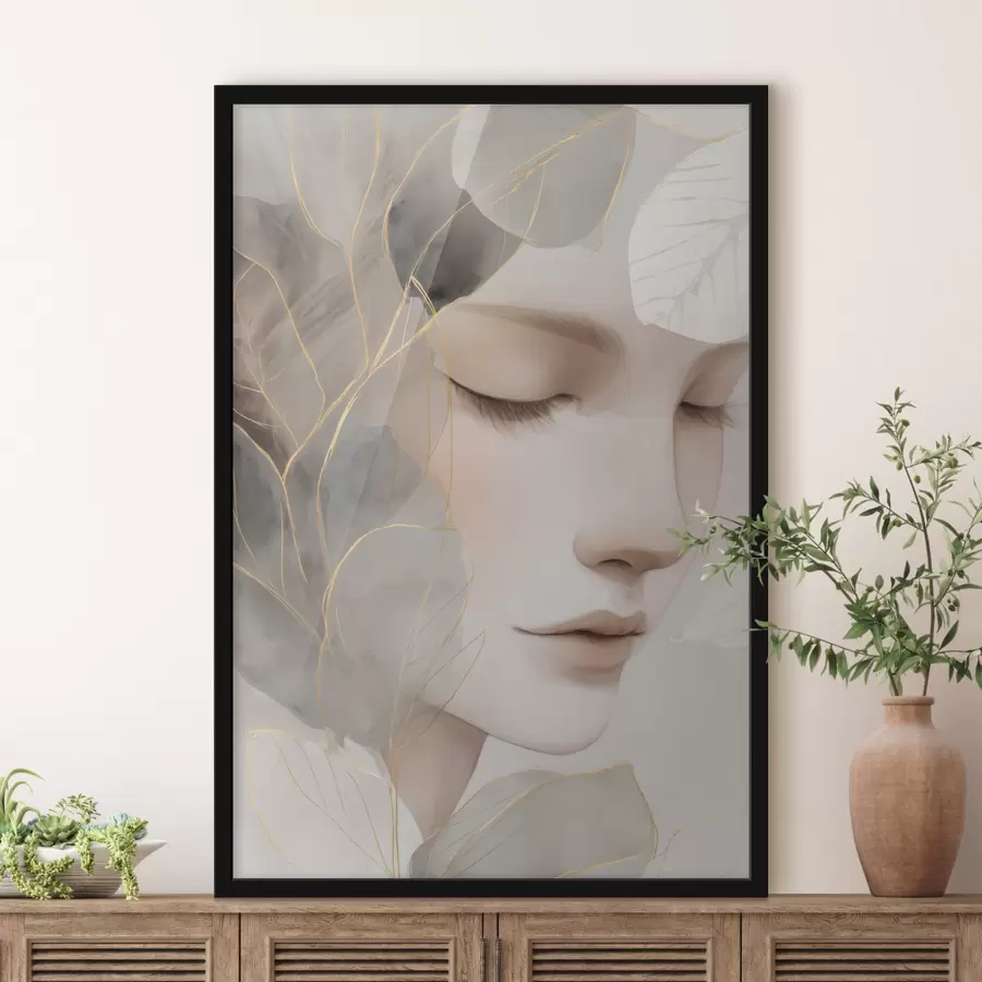 Fotobehang meisje in de bladeren f47937