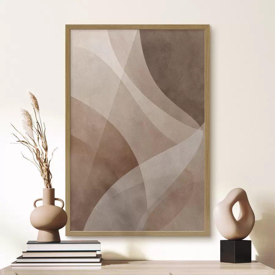 Fotobehang abstracte golven in chocoladetinten f47948