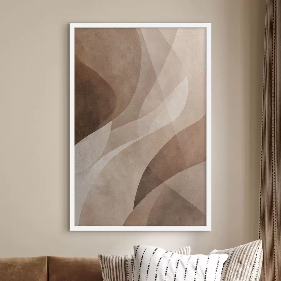 Fotobehang abstracte golven in chocoladetinten f47949