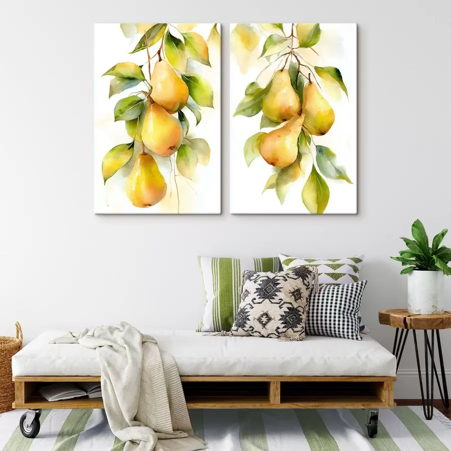  Schilderijen sappige gele peren in aquarelstijl m30088