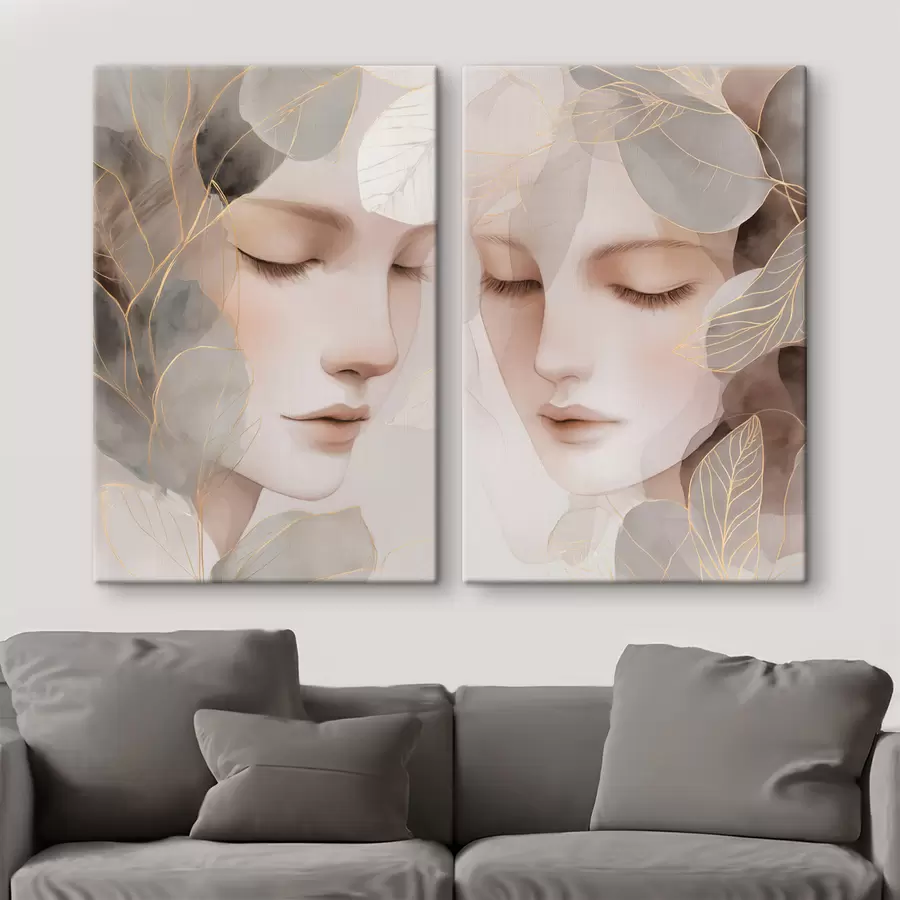  Schilderijen meisje in de bladeren m30091