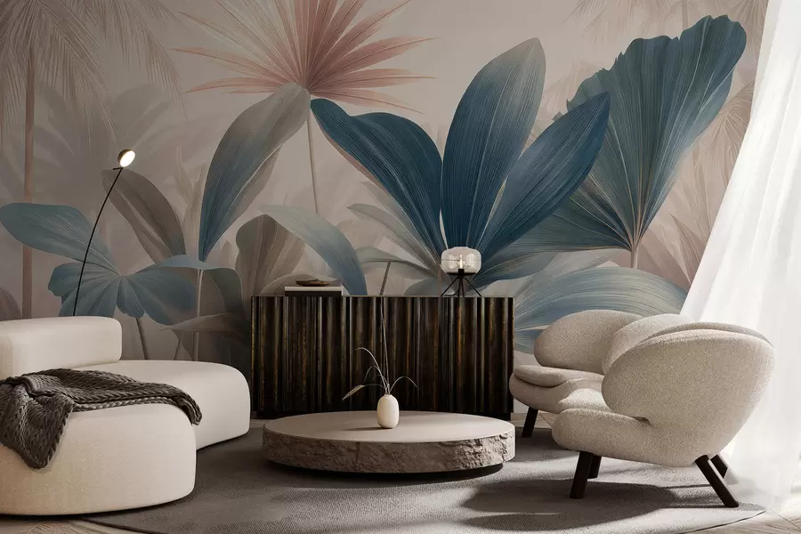 Fotobehang Verstrengelde tropische bladeren w05251