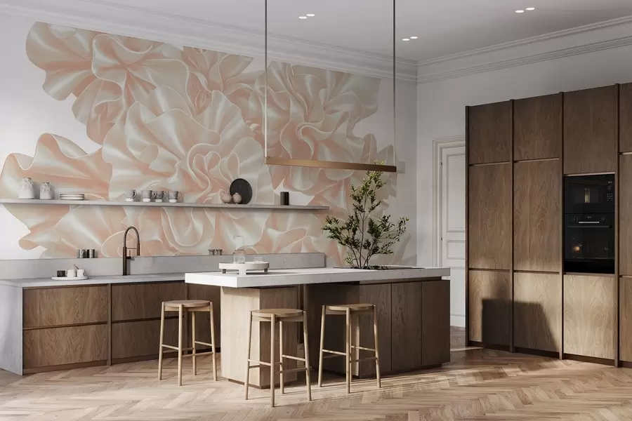 Fotobehang Imitatie van bloemen van linten w05252