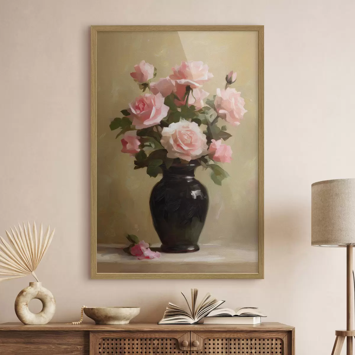 Poster Vaas met rozen f48125