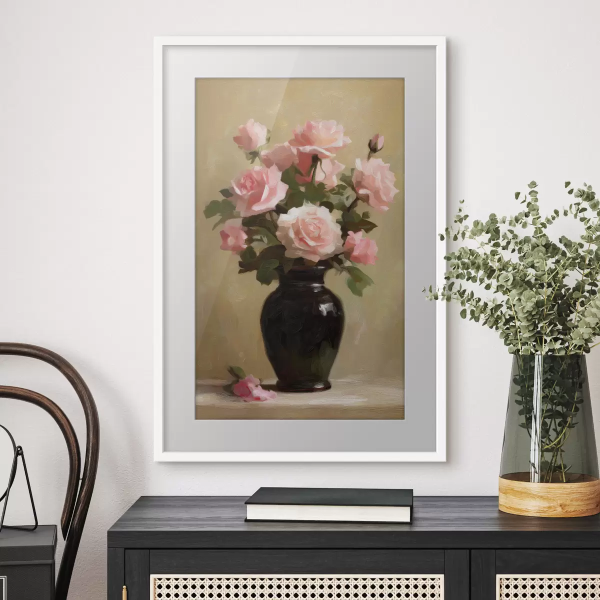 Poster Vaas met rozen f48125