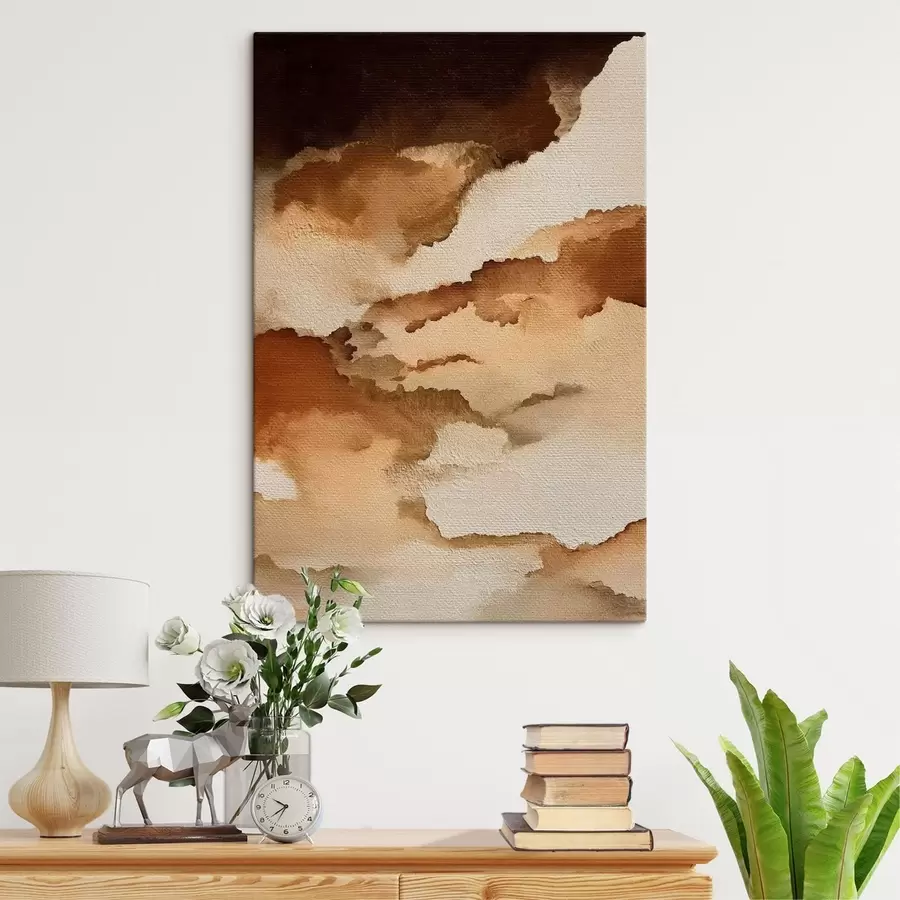  Schilderijen abstracte gelaagde aquarelcompositie s48070