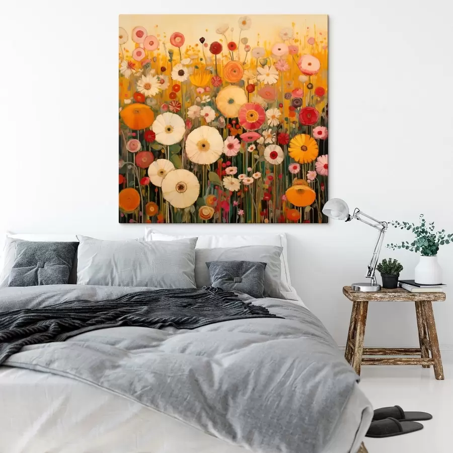  Schilderijen levendig sierbloemenveld s48112
