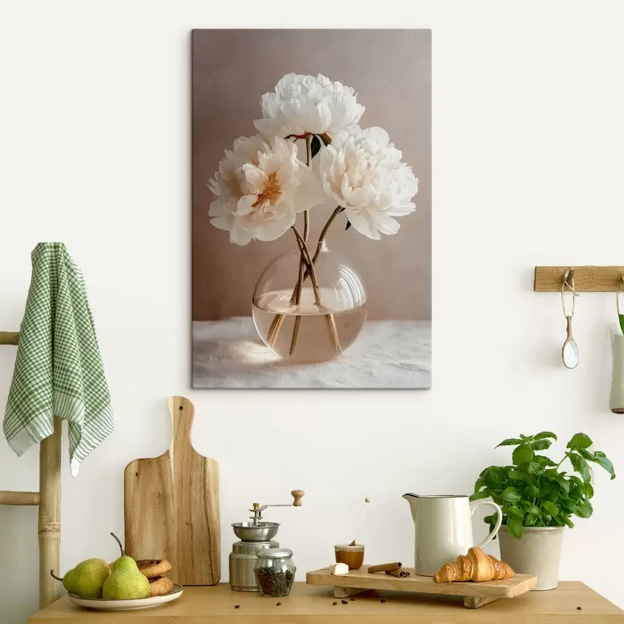  Schilderijen luchtig, minimalistisch stilleven met  pioenen s48119