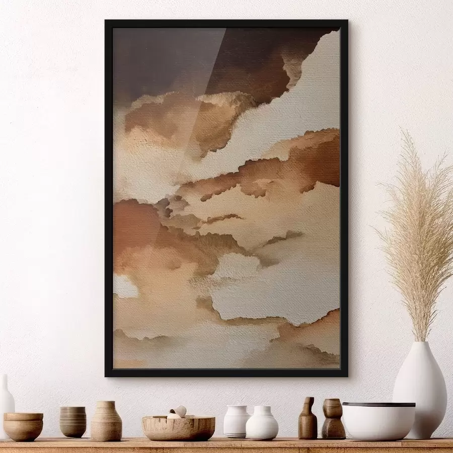 Fotobehang abstracte gelaagde aquarelcompositie f48070